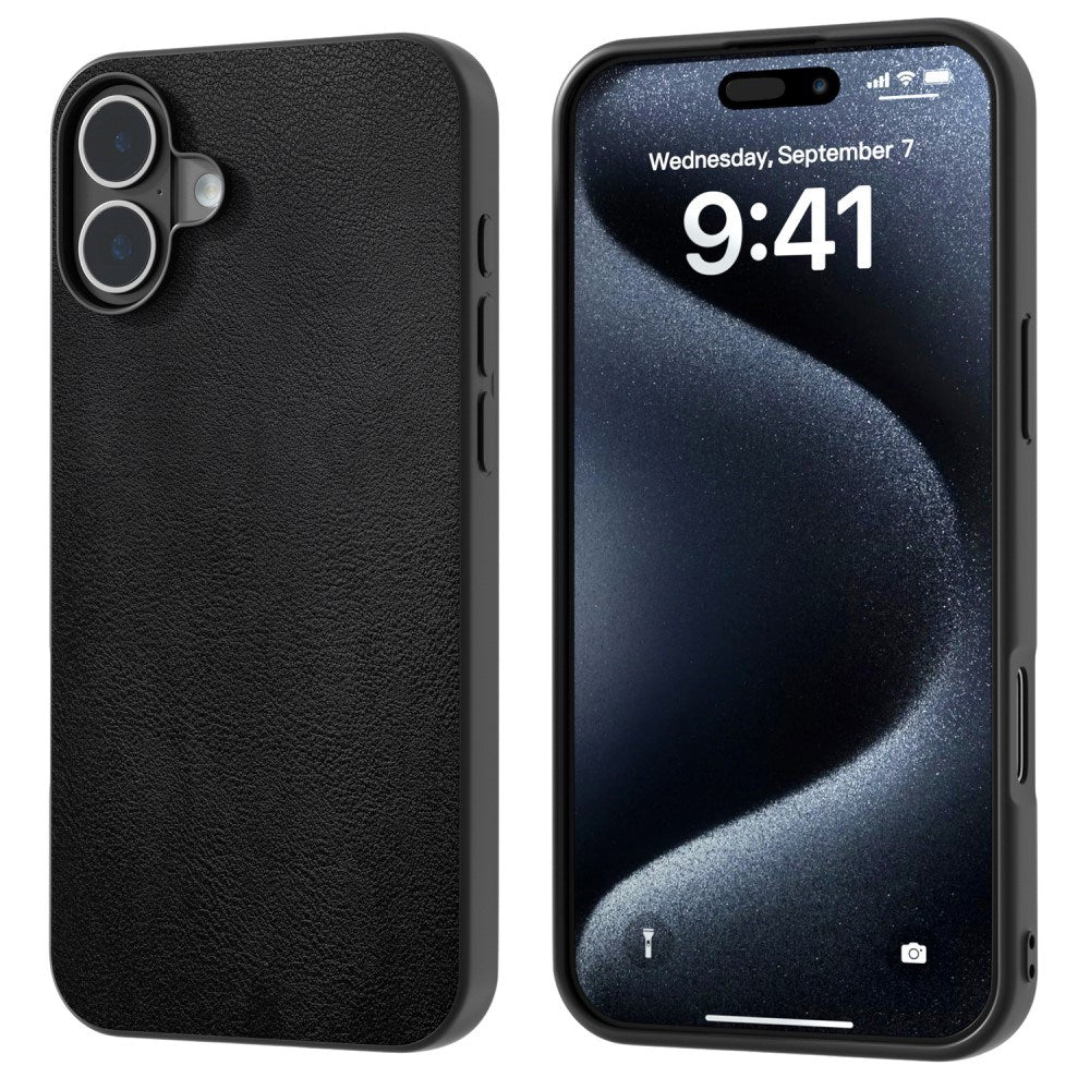 EIDERWOOD iPhone 16 Læderbelagt Plastik Cover - Sort