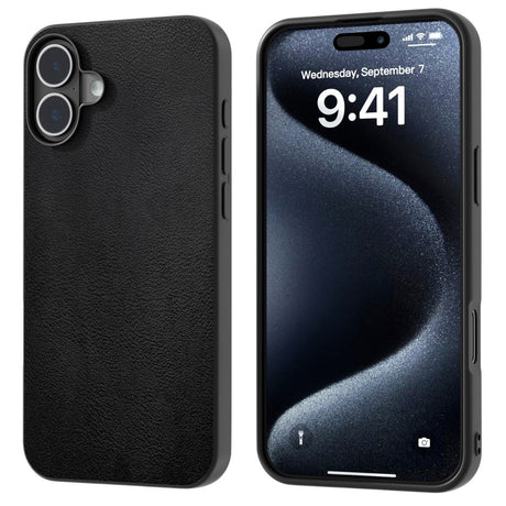 EIDERWOOD iPhone 16 Læderbelagt Plastik Cover - Sort