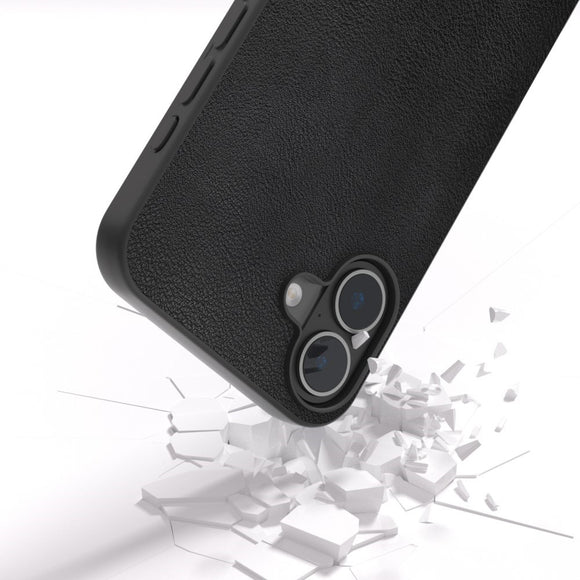 EIDERWOOD iPhone 16 Læderbelagt Plastik Cover - Sort