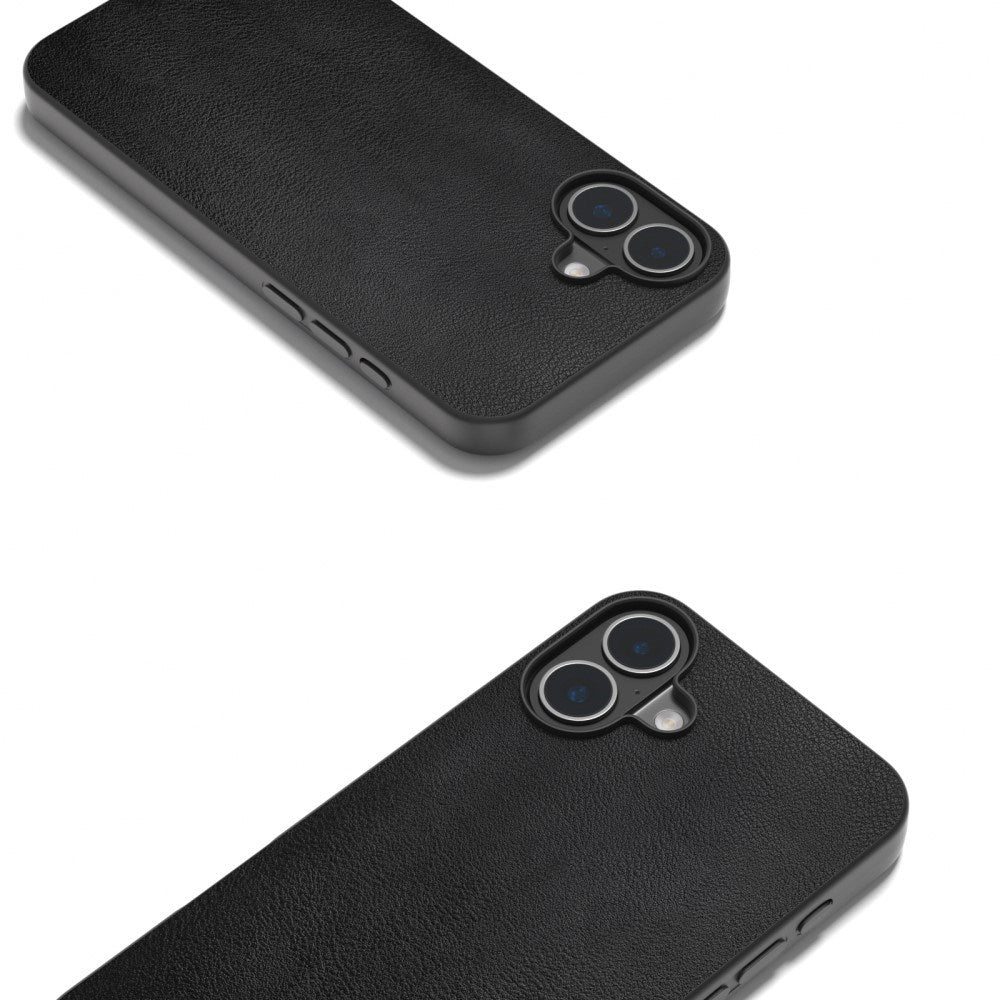 EIDERWOOD iPhone 16 Læderbelagt Plastik Cover - Sort