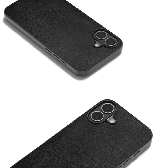 EIDERWOOD iPhone 16 Læderbelagt Plastik Cover - Sort
