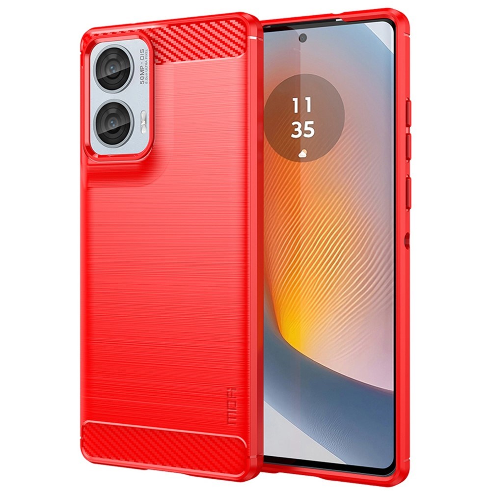 Motorola Moto G85 (5G) / S50 Neo (5G) Brushed Carbon Cover - Rød