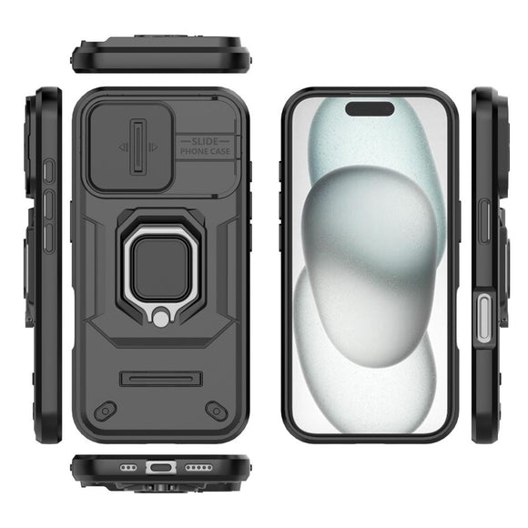 EIDERWOOD iPhone 16 Håndværker Cover m. Magnetisk Kickstand & Cam Slider - Sort