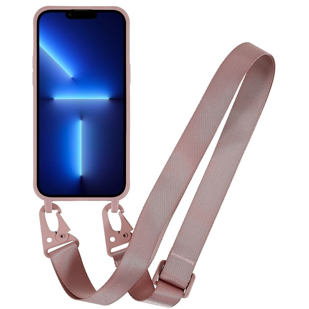 EIDERWOOD iPhone 16 Pro Fleksibelt Plastik Cover m. Strop - Støvet Lyserød