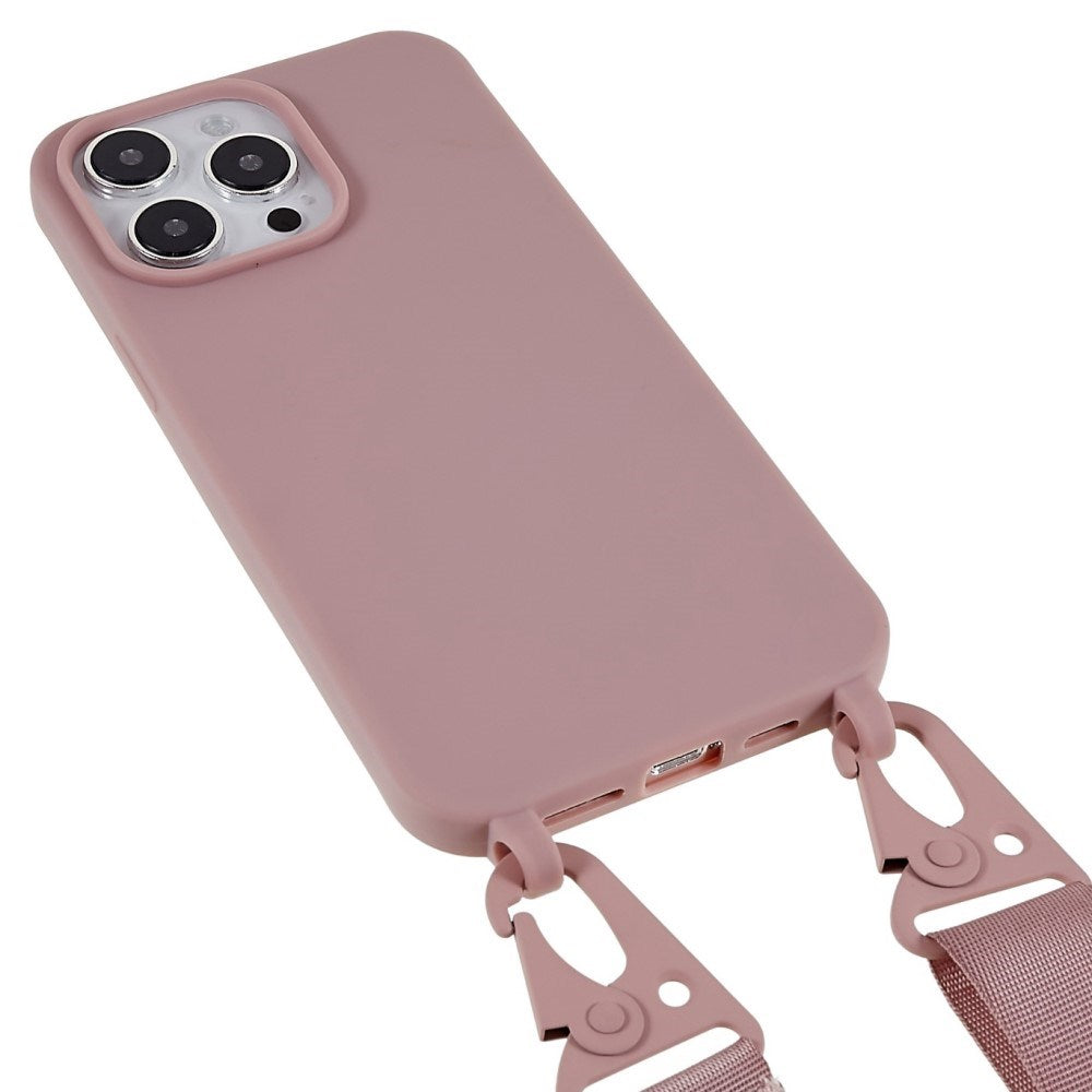 EIDERWOOD iPhone 16 Pro Fleksibelt Plastik Cover m. Strop - Støvet Lyserød