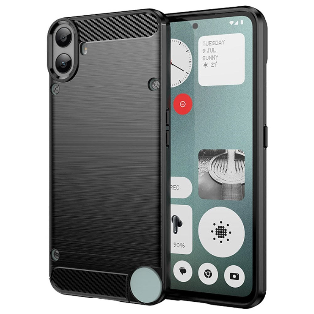 EIDERWOOD Nothing CMF Phone 1 Brushed Carbon Fiber Fleksibelt Plastik Cover - Sort