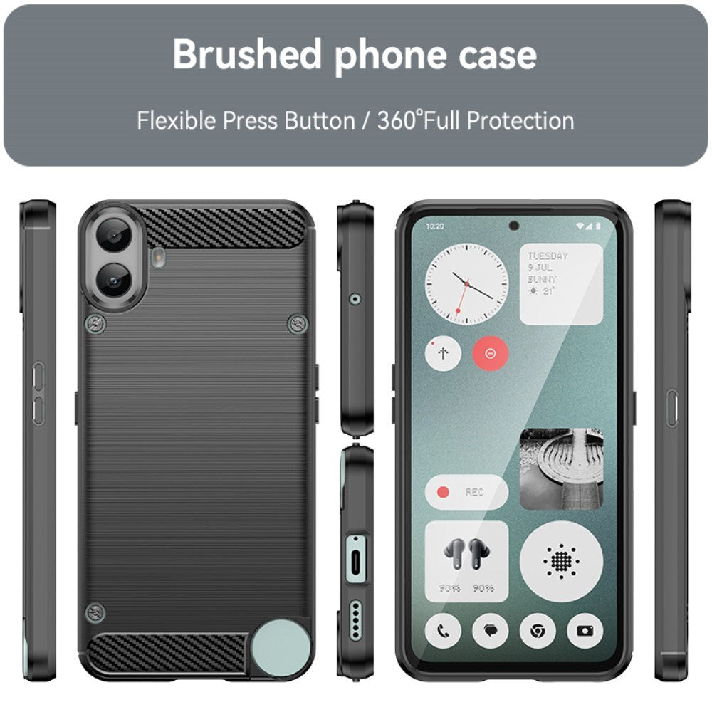 EIDERWOOD Nothing CMF Phone 1 Brushed Carbon Fiber Fleksibelt Plastik Cover - Sort
