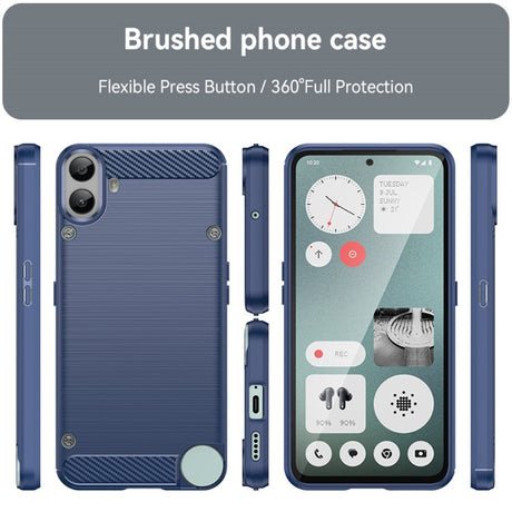 EIDERWOOD Nothing CMF Phone 1 Brushed Carbon Fiber Fleksibelt Plastik Cover - Blå