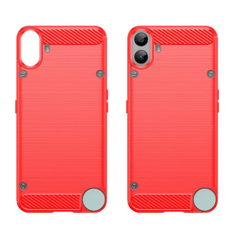 EIDERWOOD Nothing CMF Phone 1 Brushed Carbon Fiber Fleksibelt Plastik Cover - Rød