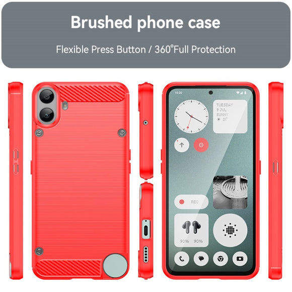 EIDERWOOD Nothing CMF Phone 1 Brushed Carbon Fiber Fleksibelt Plastik Cover - Rød