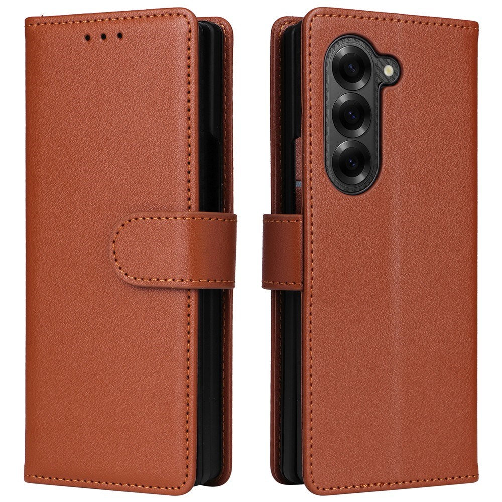 EIDERWOOD Samsung Galaxy Z Fold6 Kunstlæder Flip Cover m. Kortholder & Strop - Brun