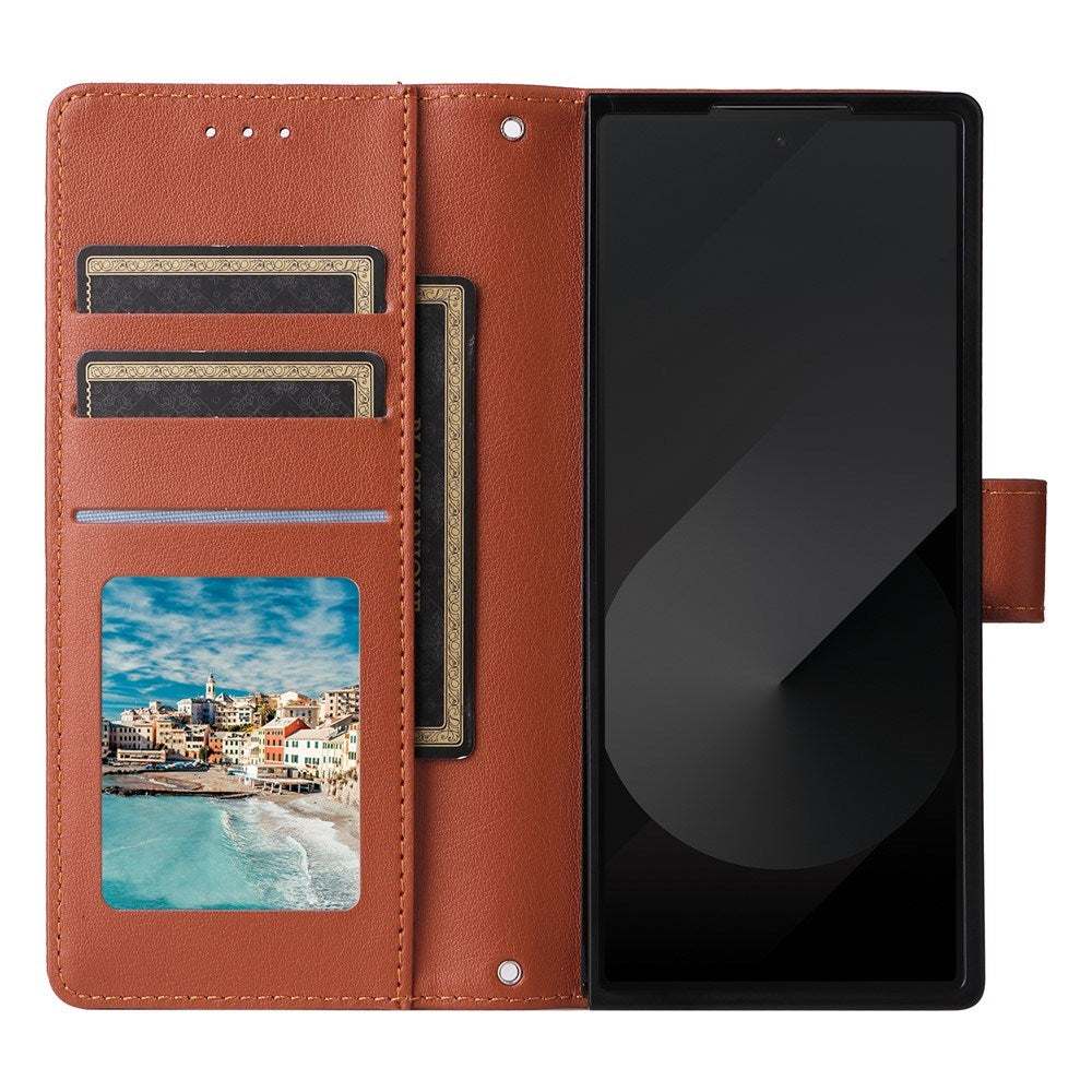EIDERWOOD Samsung Galaxy Z Fold6 Kunstlæder Flip Cover m. Kortholder & Strop - Brun
