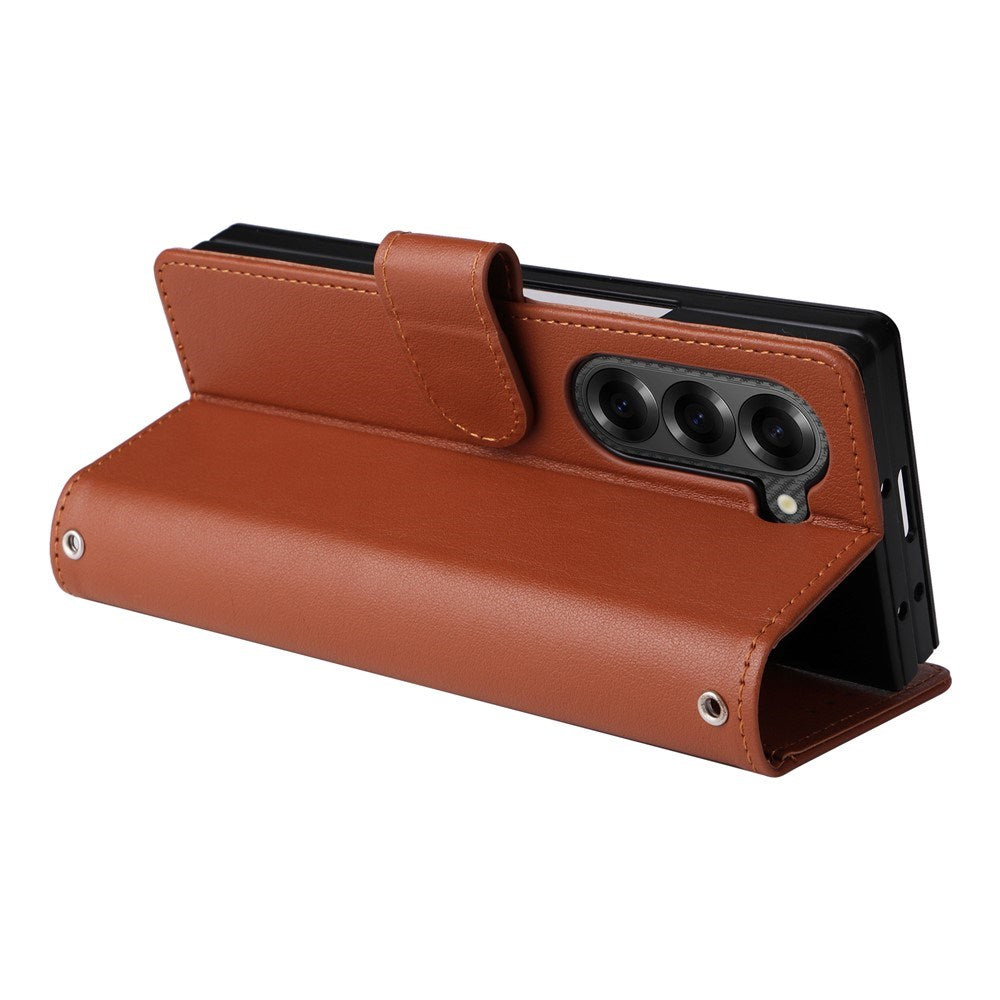 EIDERWOOD Samsung Galaxy Z Fold6 Kunstlæder Flip Cover m. Kortholder & Strop - Brun