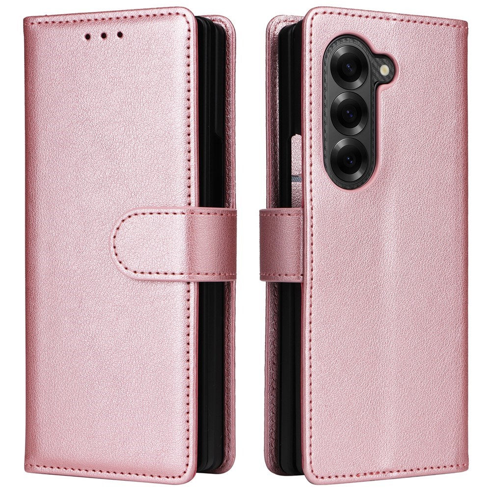 EIDERWOOD Samsung Galaxy Z Fold6 Kunstlæder Flip Cover m. Kortholder & Strop - Lyserød