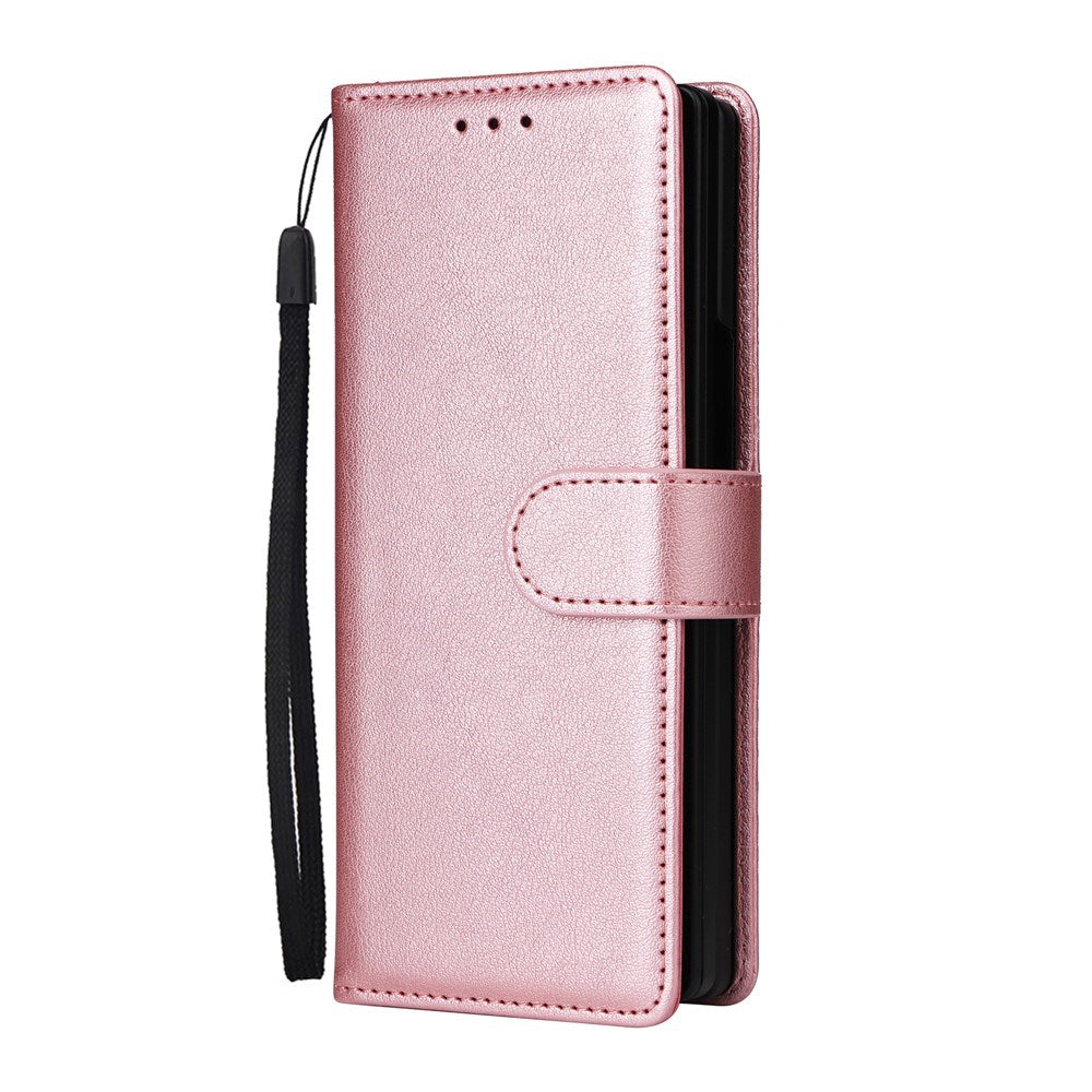 EIDERWOOD Samsung Galaxy Z Fold6 Kunstlæder Flip Cover m. Kortholder & Strop - Lyserød