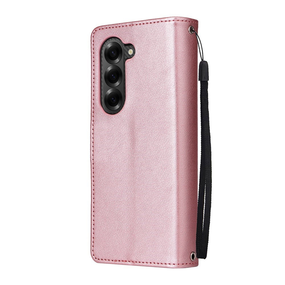 EIDERWOOD Samsung Galaxy Z Fold6 Kunstlæder Flip Cover m. Kortholder & Strop - Lyserød