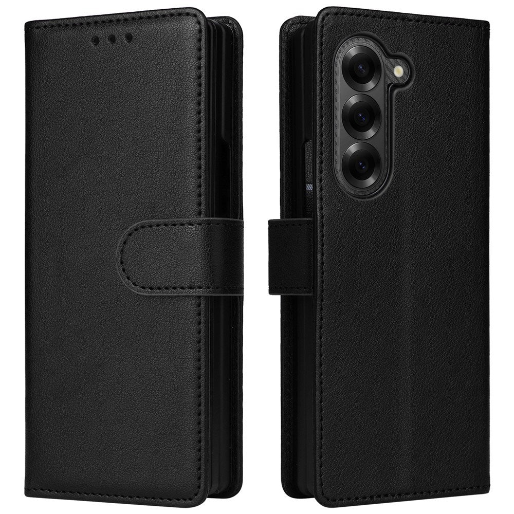 EIDERWOOD Samsung Galaxy Z Fold6 Kunstlæder Flip Cover m. Kortholder & Strop - Sort