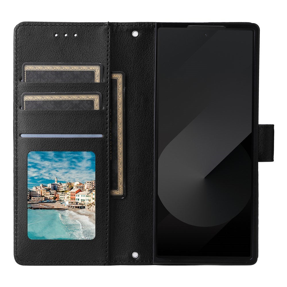 EIDERWOOD Samsung Galaxy Z Fold6 Kunstlæder Flip Cover m. Kortholder & Strop - Sort