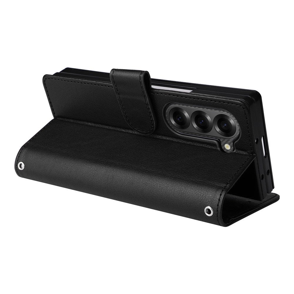 EIDERWOOD Samsung Galaxy Z Fold6 Kunstlæder Flip Cover m. Kortholder & Strop - Sort