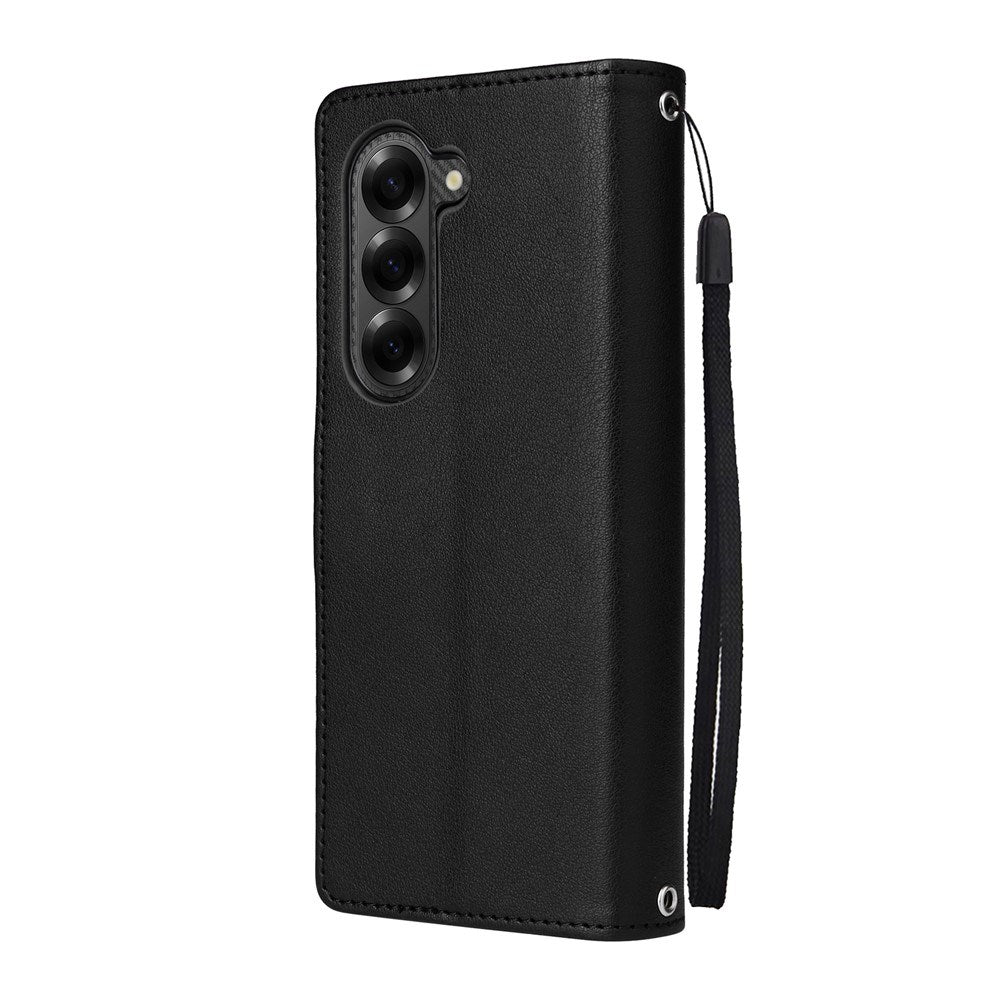 EIDERWOOD Samsung Galaxy Z Fold6 Kunstlæder Flip Cover m. Kortholder & Strop - Sort