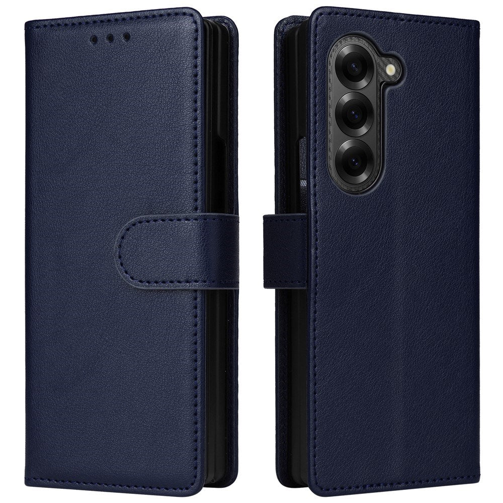 EIDERWOOD Samsung Galaxy Z Fold6 Kunstlæder Flip Cover m. Kortholder & Strop - Blå