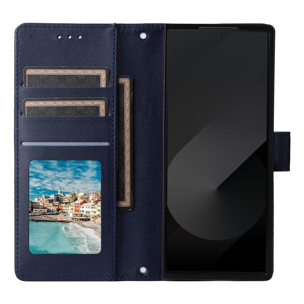 EIDERWOOD Samsung Galaxy Z Fold6 Kunstlæder Flip Cover m. Kortholder & Strop - Blå