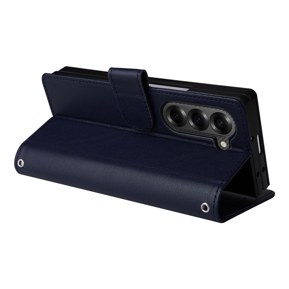 EIDERWOOD Samsung Galaxy Z Fold6 Kunstlæder Flip Cover m. Kortholder & Strop - Blå