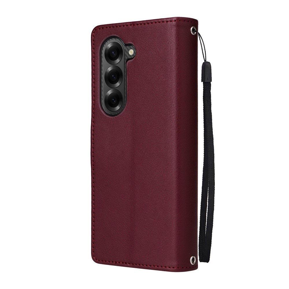 EIDERWOOD Samsung Galaxy Z Fold6 Kunstlæder Flip Cover m. Kortholder & Strop - Mørkerød