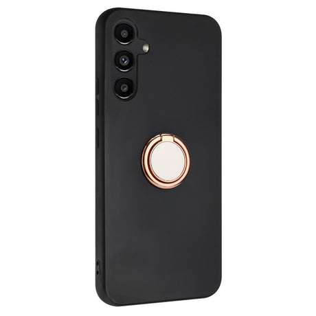 EIDERWOOD Samsung Galaxy A16 Fleksibelt Plastik Cover m. Ring Kickstand - Sort m. Magnetisk Rose Gold Ring