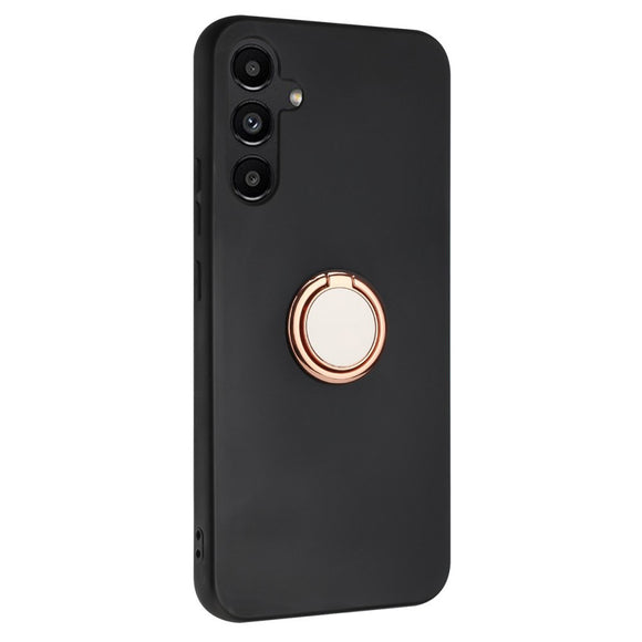 EIDERWOOD Samsung Galaxy A16 Fleksibelt Plastik Cover m. Ring Kickstand - Sort m. Magnetisk Rose Gold Ring