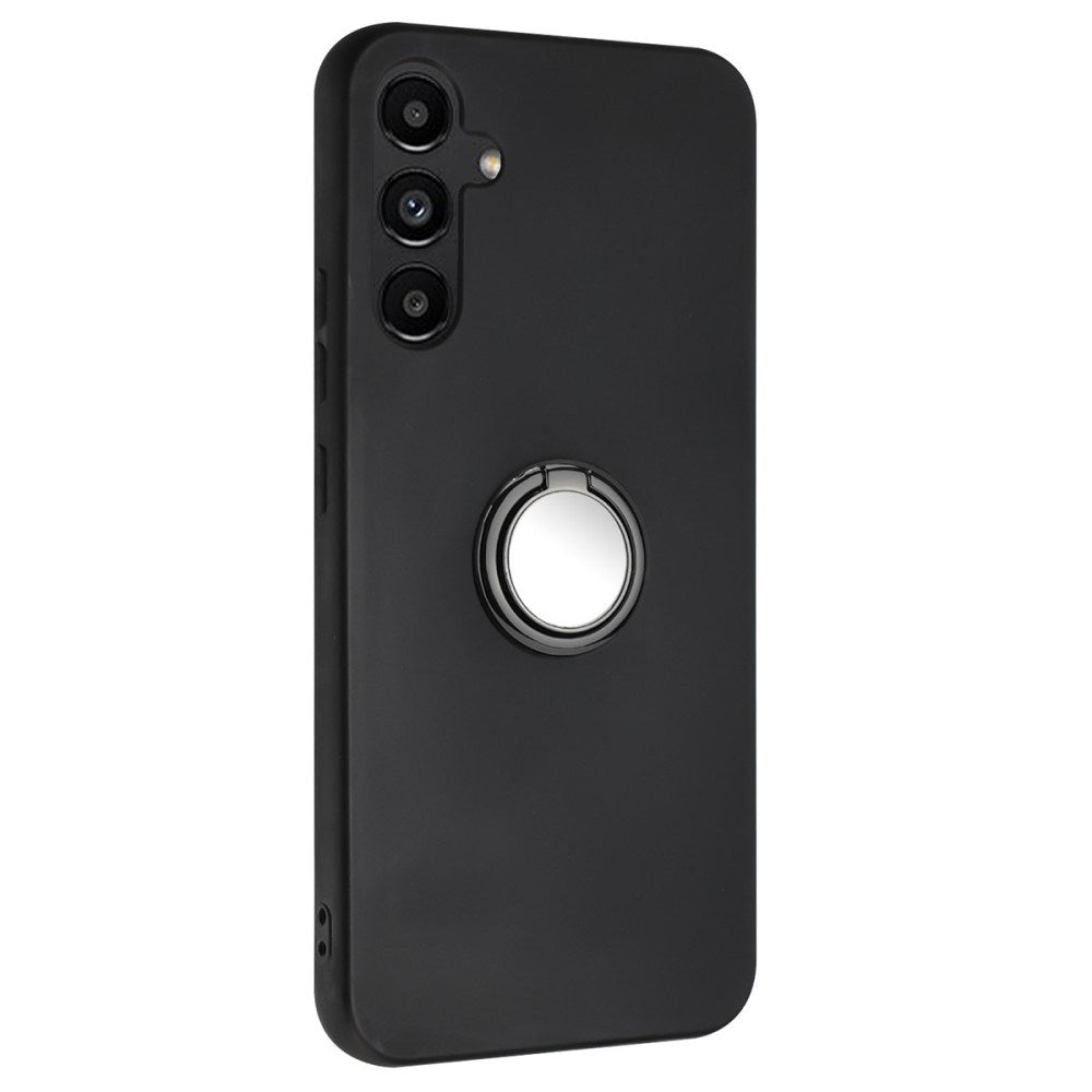 EIDERWOOD Samsung Galaxy A16 Fleksibelt Plastik Cover m. Ring Kickstand - Sort m. Magnetisk Sort Ring