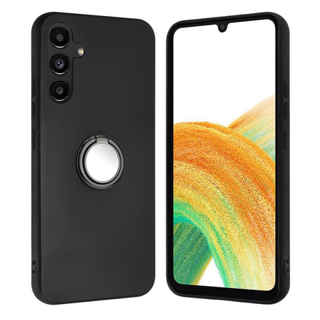 EIDERWOOD Samsung Galaxy A16 Fleksibelt Plastik Cover m. Ring Kickstand - Sort m. Magnetisk Sort Ring