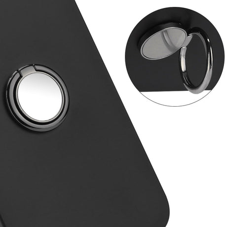 EIDERWOOD Samsung Galaxy A16 Fleksibelt Plastik Cover m. Ring Kickstand - Sort m. Magnetisk Sort Ring