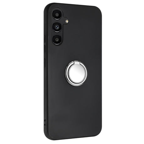 EIDERWOOD Samsung Galaxy A16 Fleksibelt Plastik Cover m. Ring Kickstand - Sort m. Magnetisk Sølv Ring