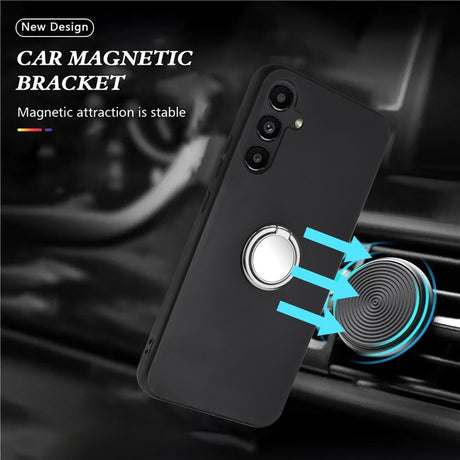 EIDERWOOD Samsung Galaxy A16 Fleksibelt Plastik Cover m. Ring Kickstand - Sort m. Magnetisk Sølv Ring