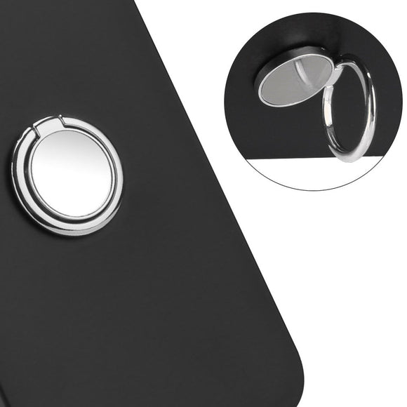 EIDERWOOD Samsung Galaxy A16 Fleksibelt Plastik Cover m. Ring Kickstand - Sort m. Magnetisk Sølv Ring