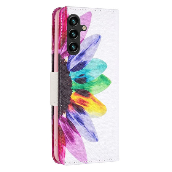 EIDERWOOD Samsung Galaxy A16 Læder Cover m. Pung & Print - Farverig Blomst