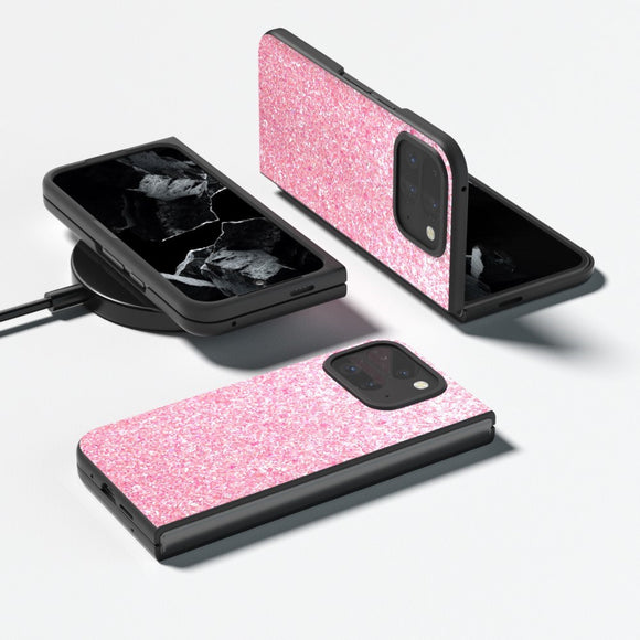 EIDERWOOD Google Pixel 9 Pro Fold (5G) Kunstlæder Glitter Cover - Lyserød