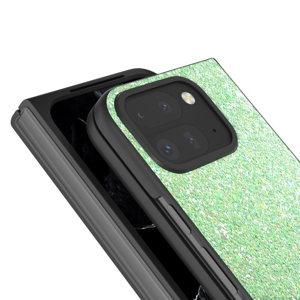 EIDERWOOD Google Pixel 9 Pro Fold (5G) Kunstlæder Glitter Cover - Grøn