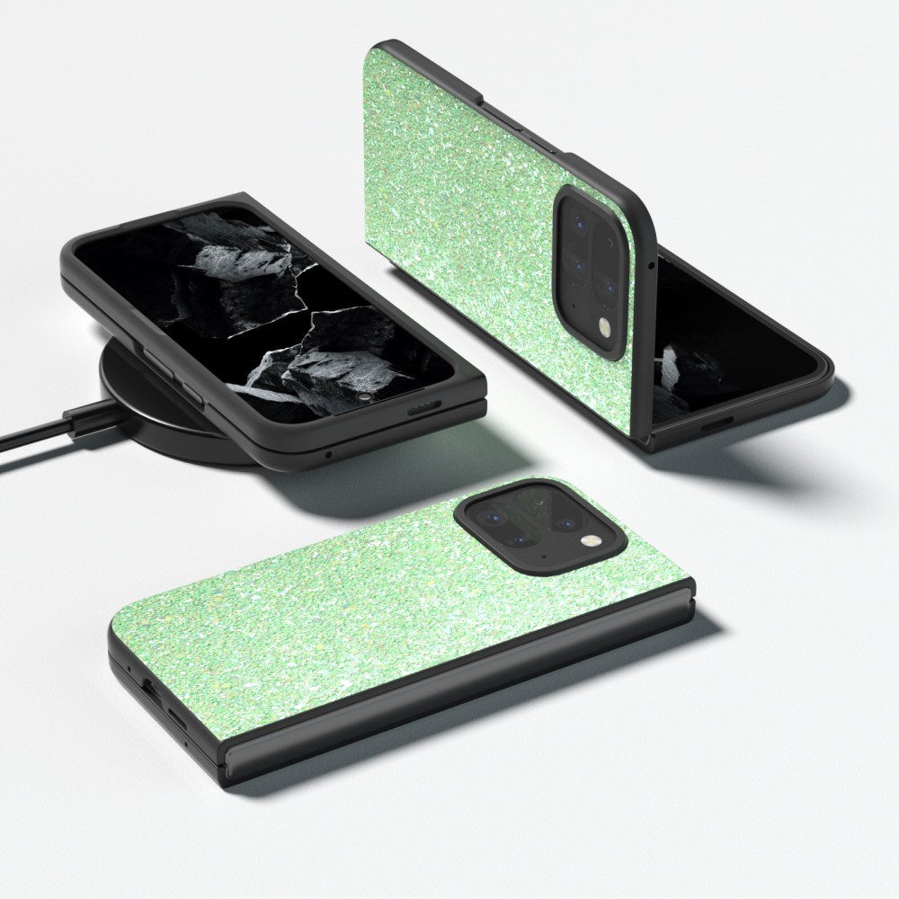 EIDERWOOD Google Pixel 9 Pro Fold (5G) Kunstlæder Glitter Cover - Grøn