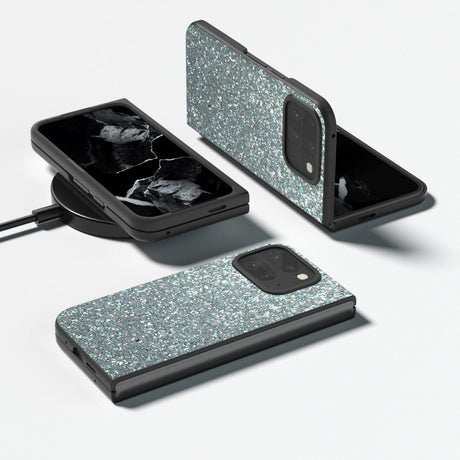 EIDERWOOD Google Pixel 9 Pro Fold (5G) Kunstlæder Glitter Cover - Mørkegrøn