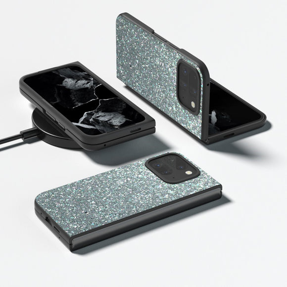 EIDERWOOD Google Pixel 9 Pro Fold (5G) Kunstlæder Glitter Cover - Mørkegrøn