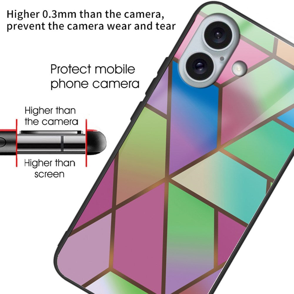 EIDERWOOD iPhone 16 Plastik Cover m. Glasbagside - Farverig Geometri