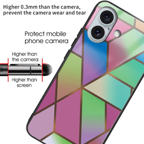 EIDERWOOD iPhone 16 Plastik Cover m. Glasbagside - Farverig Geometri