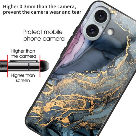 EIDERWOOD iPhone 16 Plastik Cover m. Glasbagside - Blå / Guld Sky