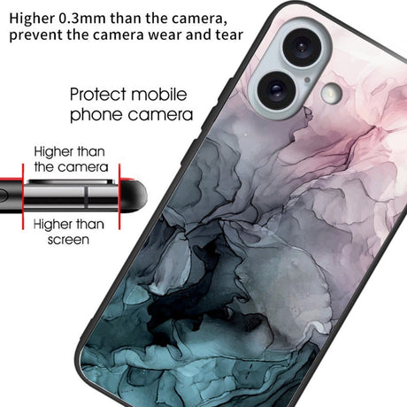 EIDERWOOD iPhone 16 Plastik Cover m. Glasbagside - Blå / Lyserød Sky