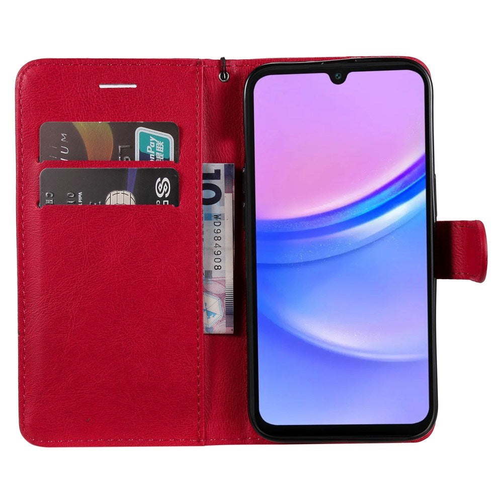 Samsung Galaxy A16 (4G/5G) Læder Cover m. Pung og Strop - Rød