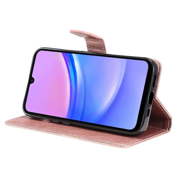 Samsung Galaxy A16 (4G/5G) Læder Cover m. Pung og Strop - Rose Gold