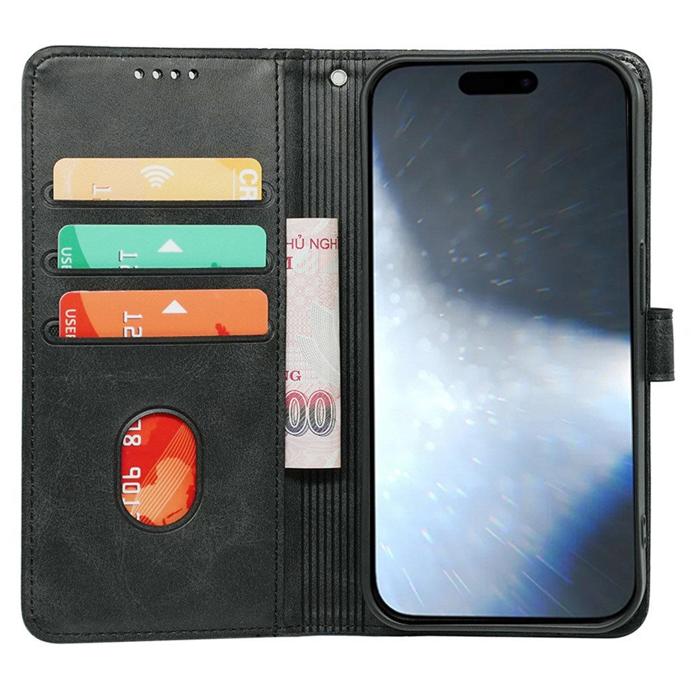 EIDERWOOD iPhone 16 Pro Læder Cover m. Ståfunktion & Kortholder - Sort