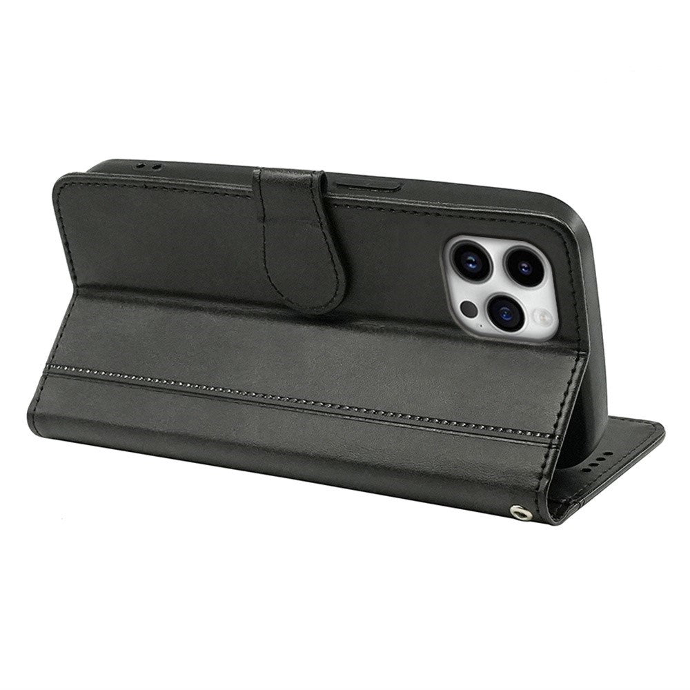 EIDERWOOD iPhone 16 Pro Læder Cover m. Ståfunktion & Kortholder - Sort